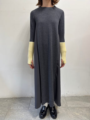 アームウォーマーライク布帛ドッキングワンピース