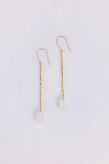 ラフレクタングルストーンロングピアス