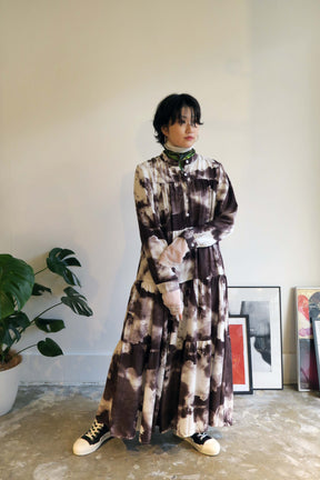 PaulineBleu ポリーヌブロー　ムラ染　ティアード ワンピース 長袖　モノトーン