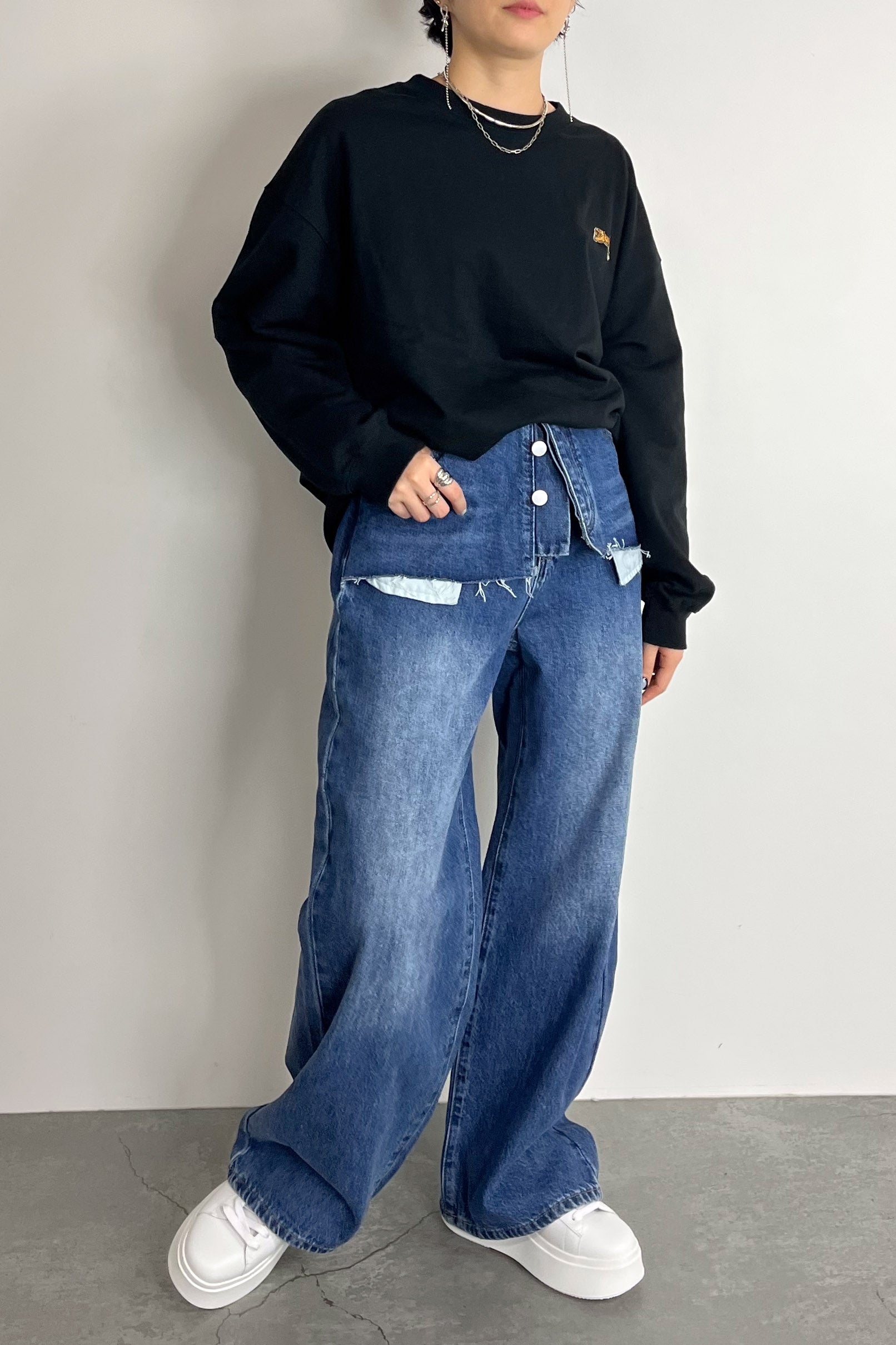 MICALLE MICALLE (ミカーレミカーレ) リメイク風 デニム パンツ ポケット 韓国風