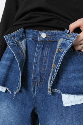 リメイク風デニムパンツ